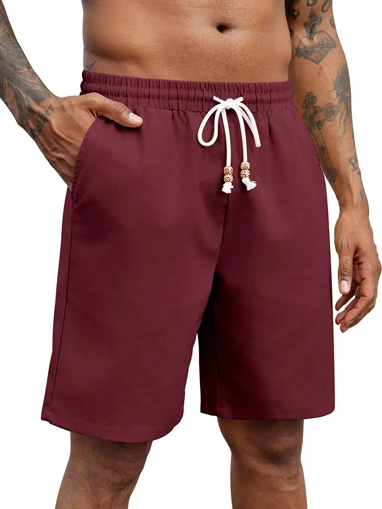 Men's Casual Drawstring Linen Blend Shorts