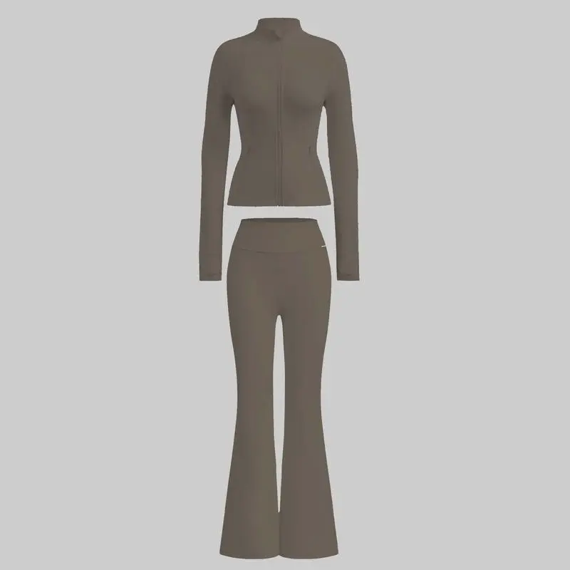 2PCS Slim-It BBL Jacket and Flare Leggings Daily Set