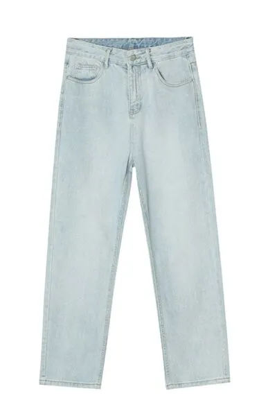 Washed Stretch Slim Straight Jeans