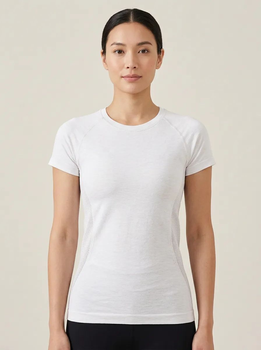 Women's Heathered Mesh-Panel Raglan Performance T-Shirt