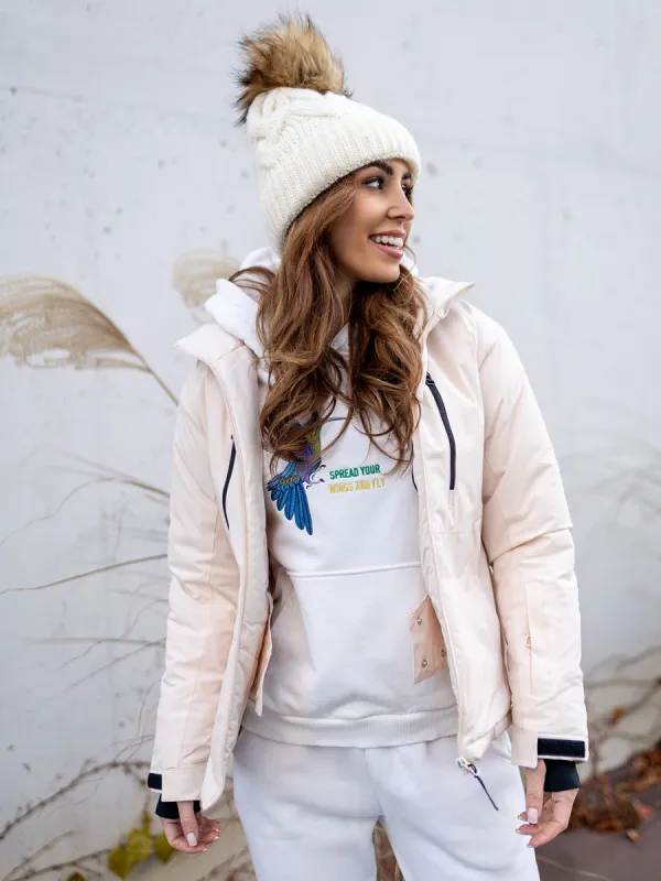 Beige women's winter ski jacket