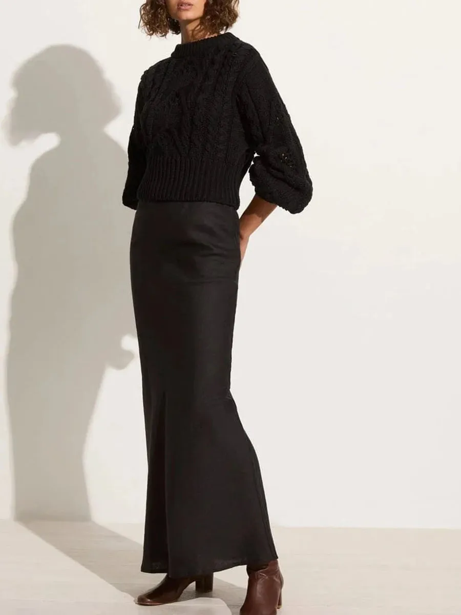 EYELET ROUND NECK KNIT JUMPER