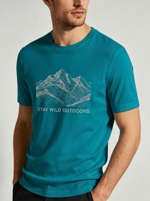 Men's Outdoor Adventure Mountain Stay Wild Printed T-shirt