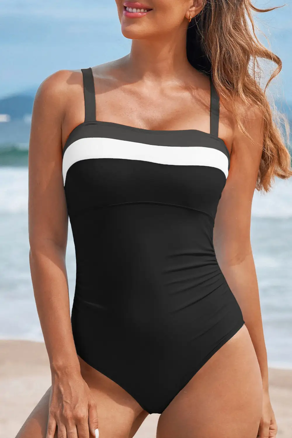 Color Block Detail Piece Swimsuit