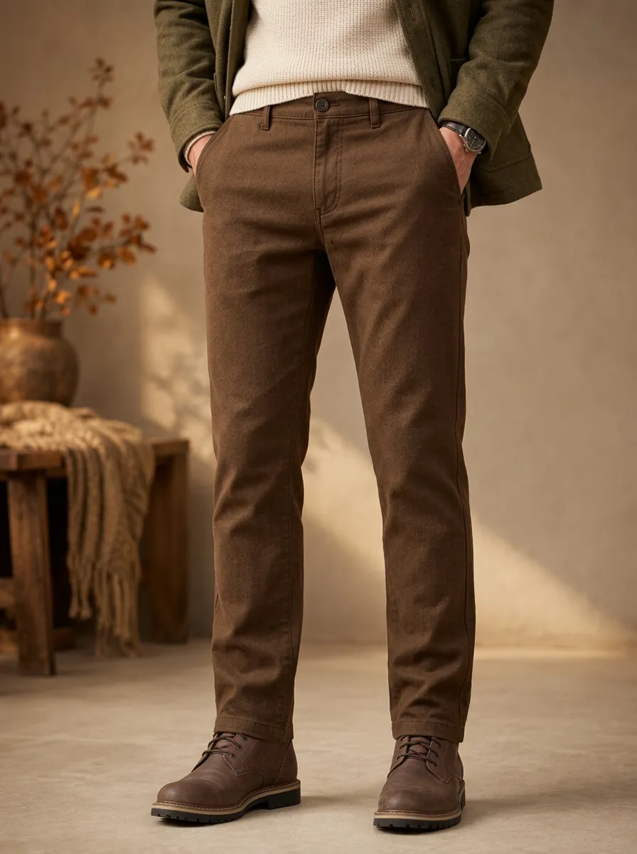 Men's Layer Ready Slim Fit Autumn Winter Button Front Pants