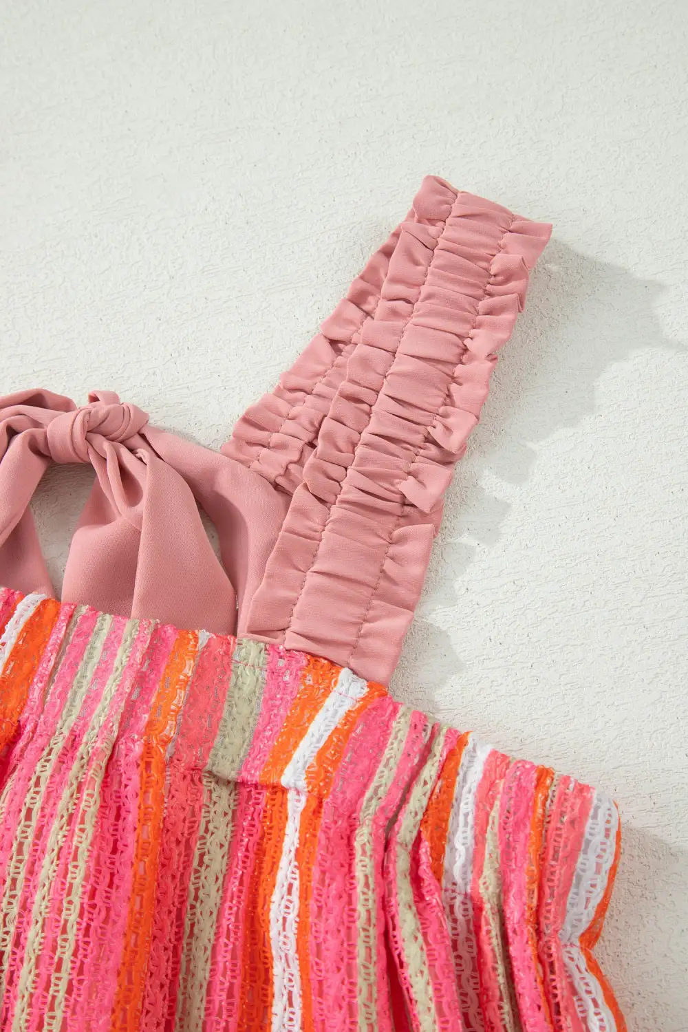 Striped Ribbed Ruffle Maxi Dress