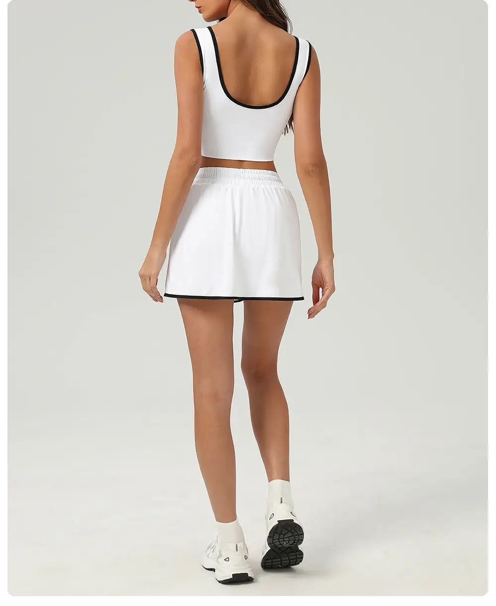 Sleeveless Tennis Top, Vest and Skort Active Set
