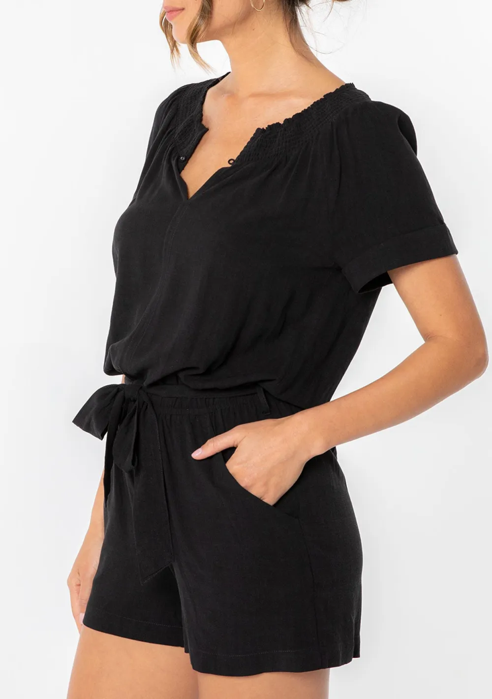 Tied Short Sleeve Romper