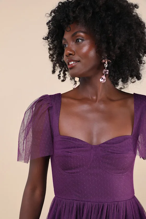 Dreamy Celebration White Tulle Bustier Swiss Dot Midi Dress