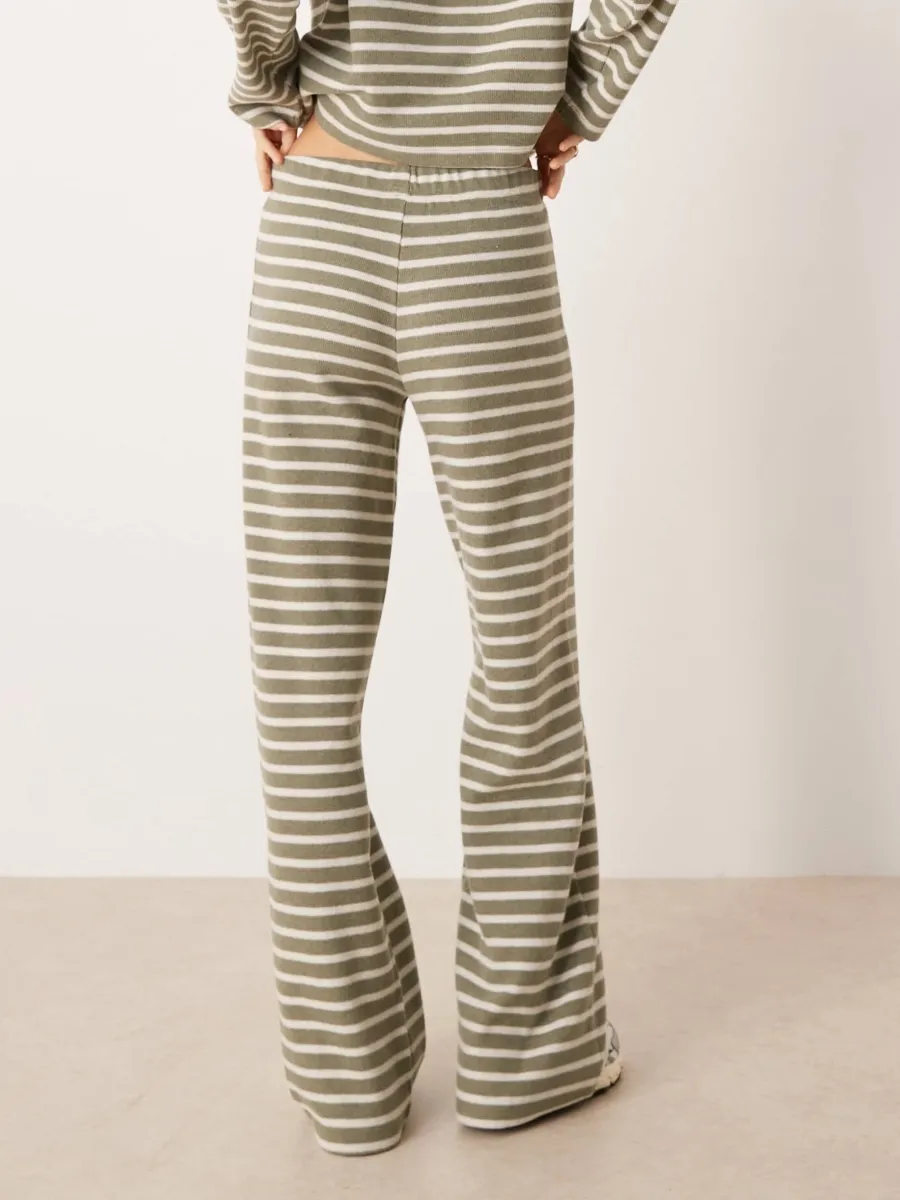 Stripe Knit Wide-Leg Pants