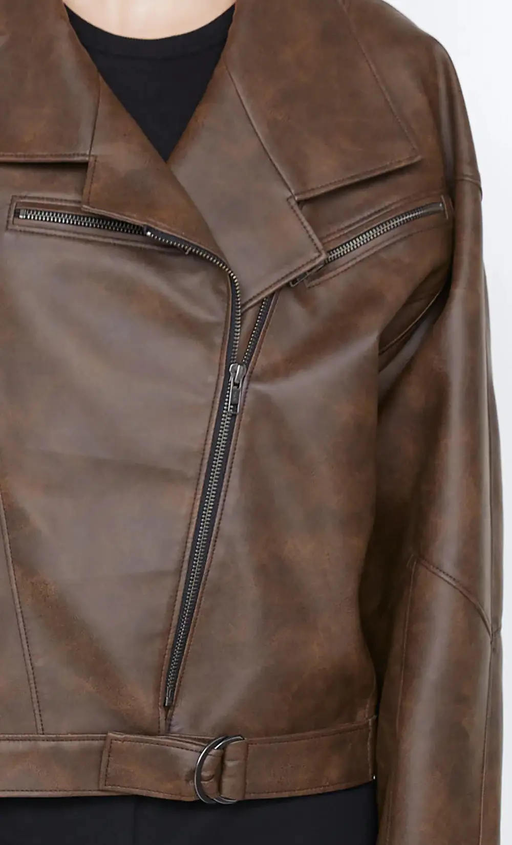 FAUX LEATHER LAPEL JACKET