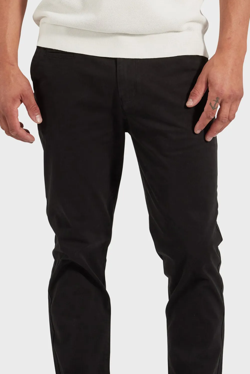 Cotton Blend Slim Leg Trousers