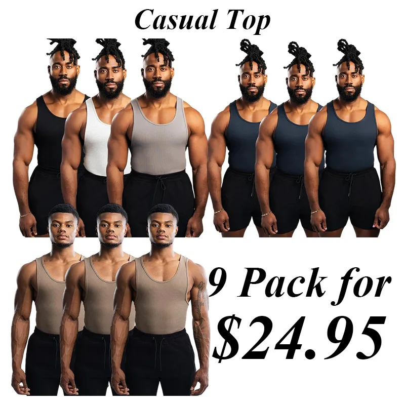 9PACK-Tank Top - Men's Shirt with Classic Design Fitness Wear Athletic Wear