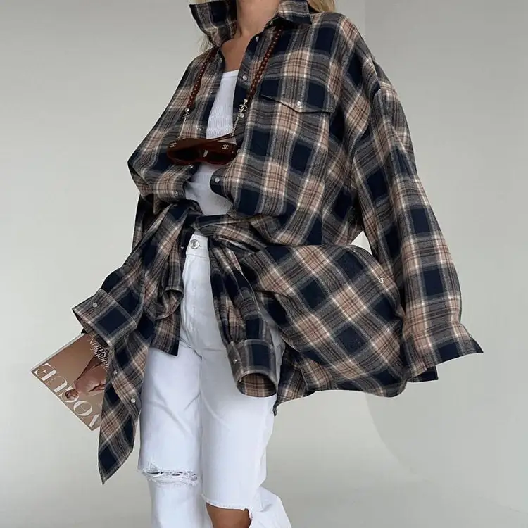 Soft Plaid Casual Outerwear Jacket