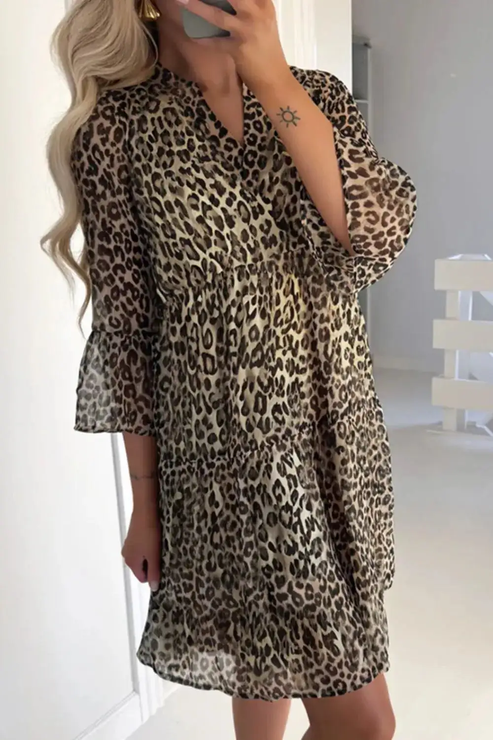 Textured Detail Animal Print Dress