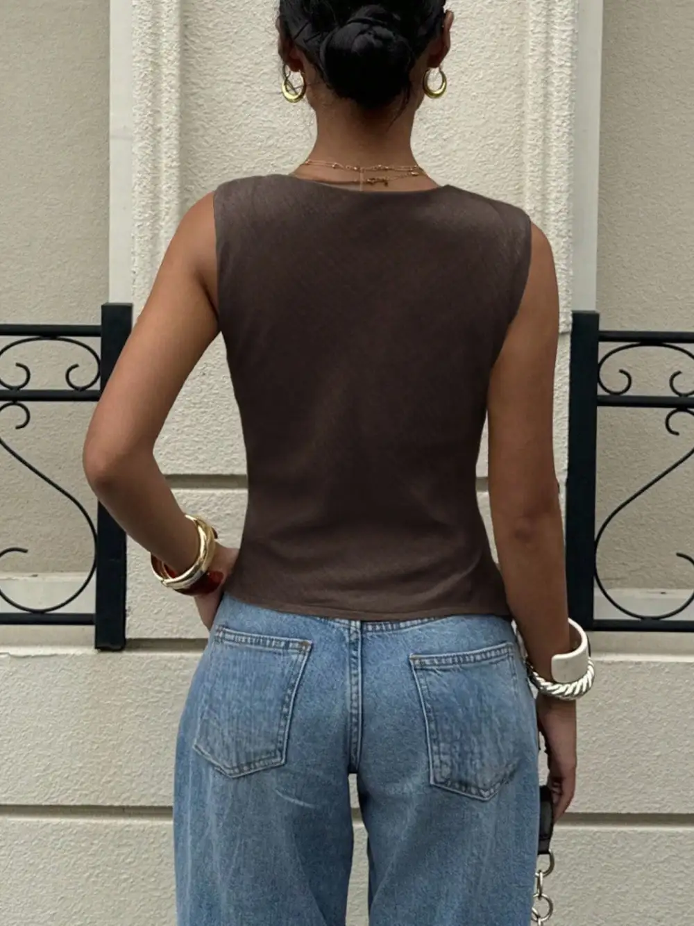 Chocolate Asymmetrical Cowl Neck