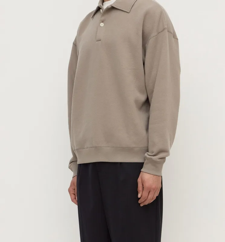 Ash Gray Fleece Polo Sweatshirt