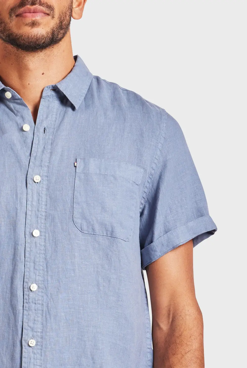Dutch Blue Linen Short Sleeve Shirt