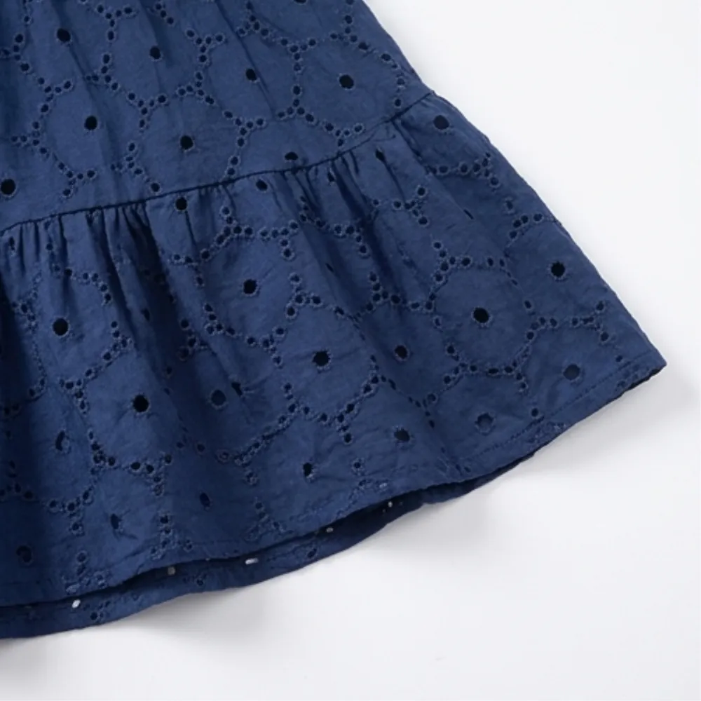 Floral Cotton Blend Eyelet Midi Dress