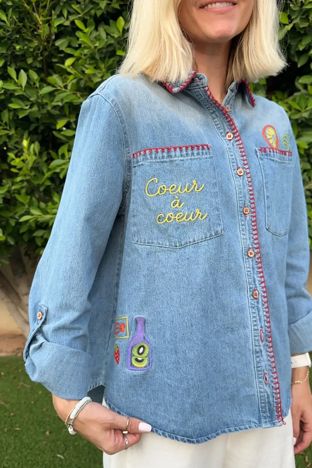 Denim Button Front Button Down Shirt