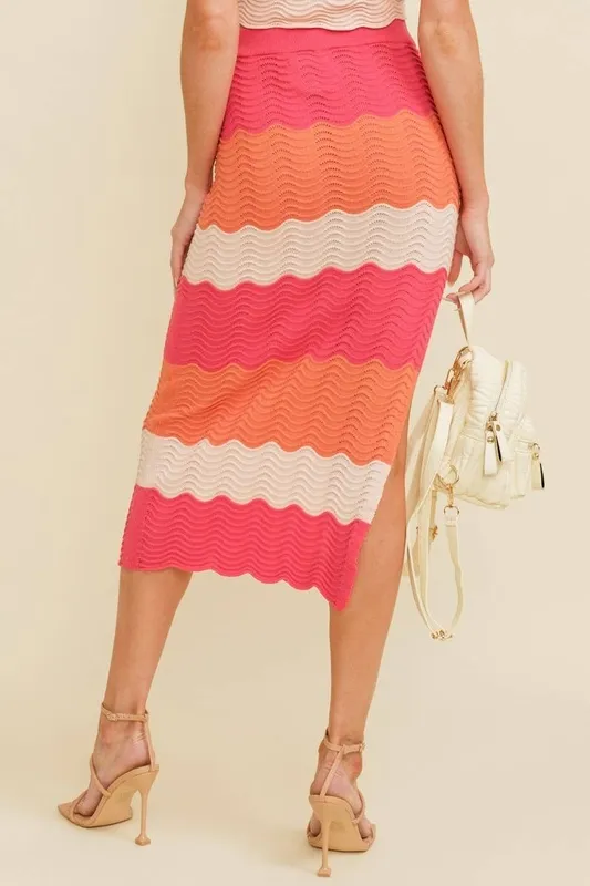 Color Block Rib Knit Skirt