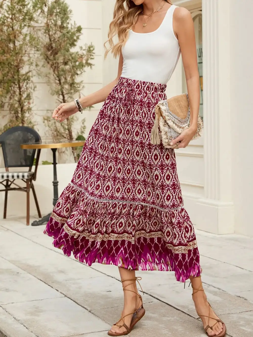 Essential Ruched Printed Skirt
