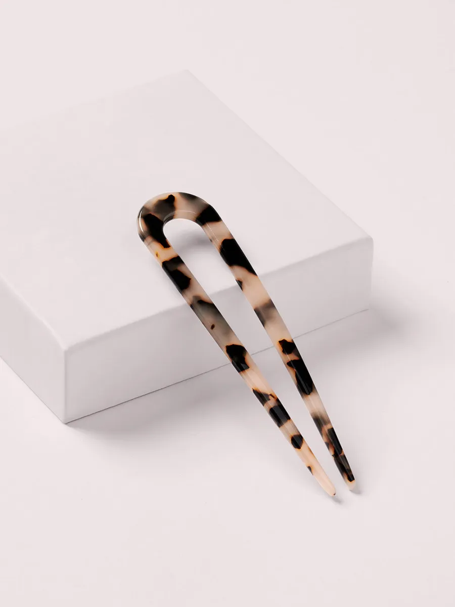 Tortoise Print U-Shaped Hair Stick