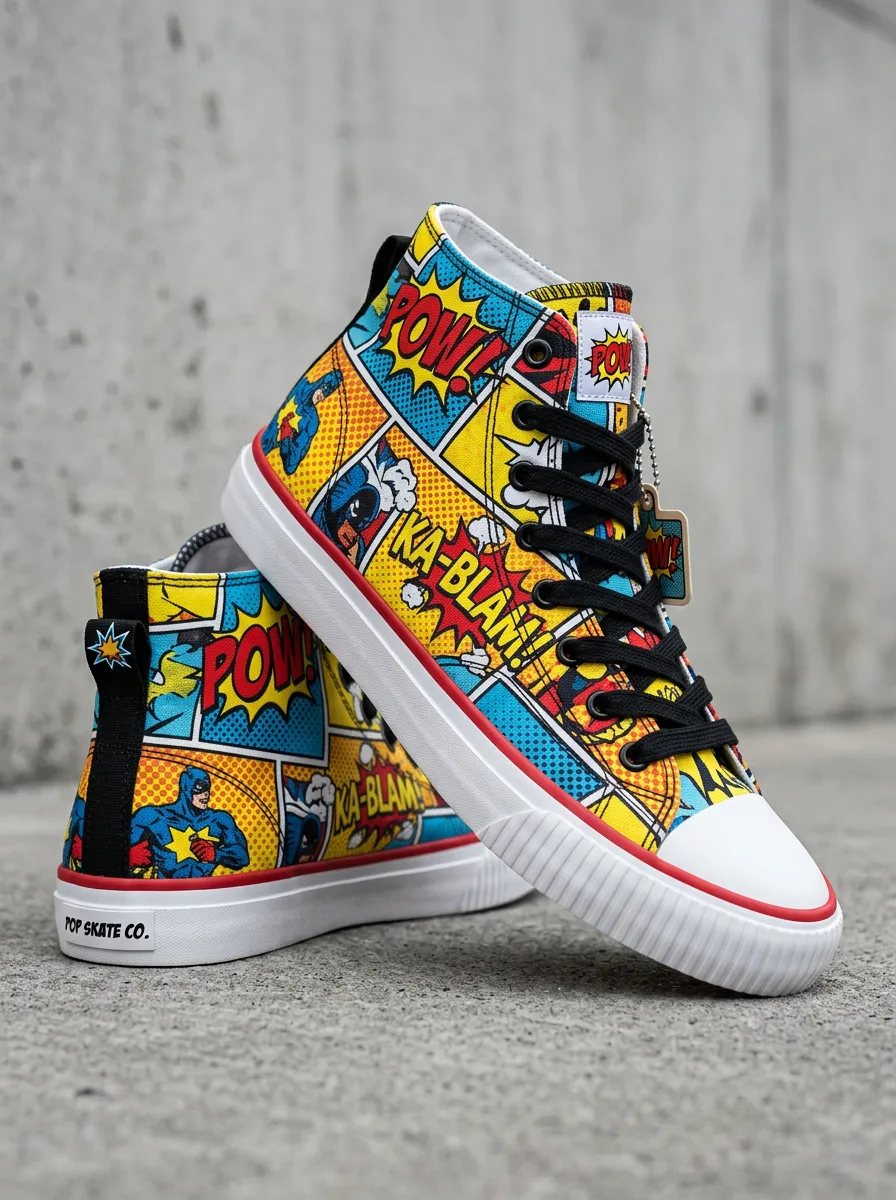 Men's Comic Book Superhero Pop Art Printed Canvas Shoes