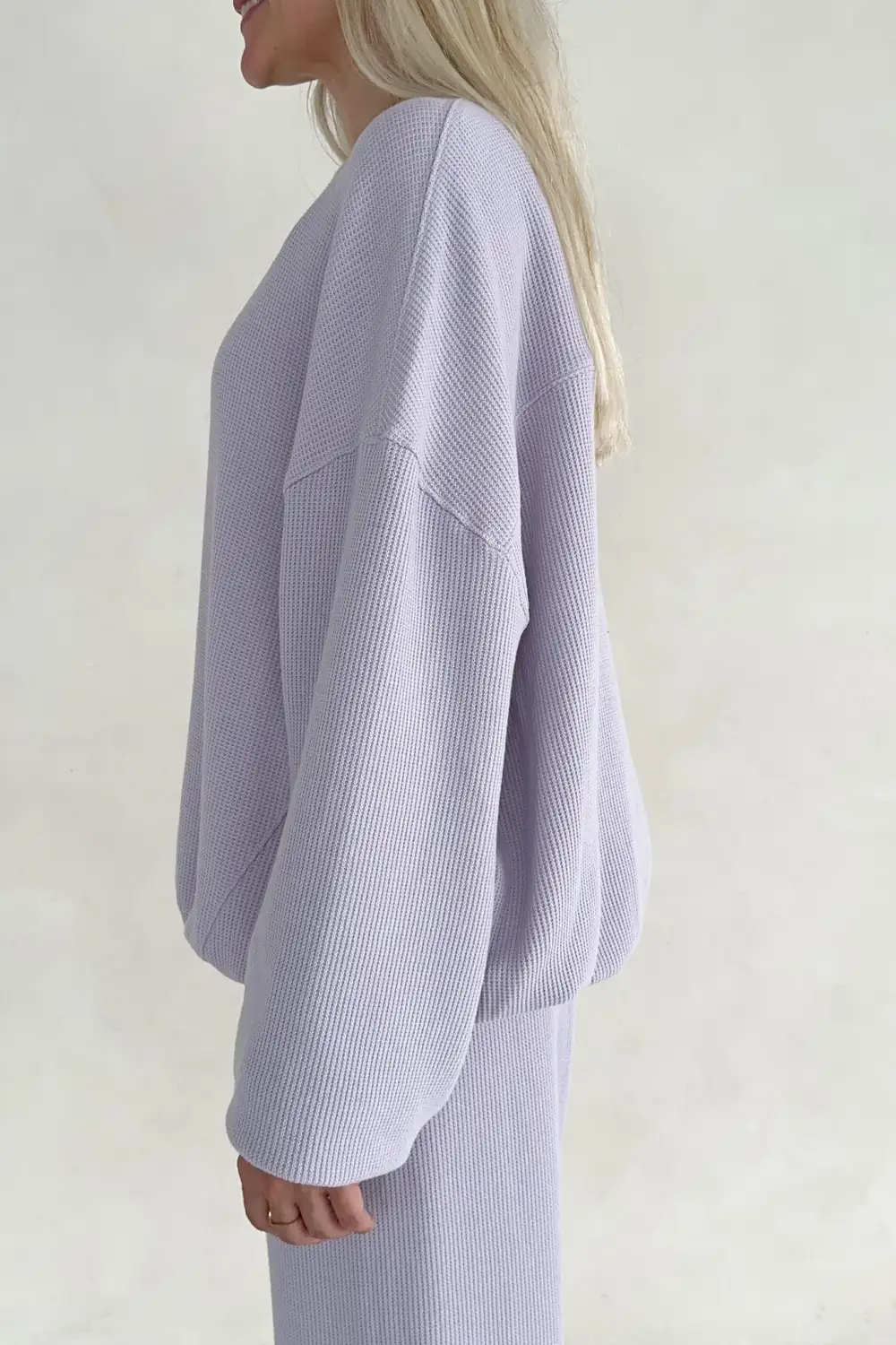 Roomy Fit Waffle Knit Sweatshirt