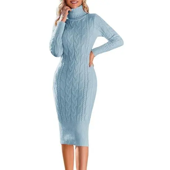 Women’s Long Sleeve Turtleneck Sweater Dress – Effortless Chic, Cozy Confidence