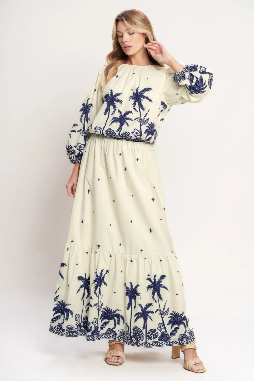 Sequin Elastic Waist Maxi Skirt