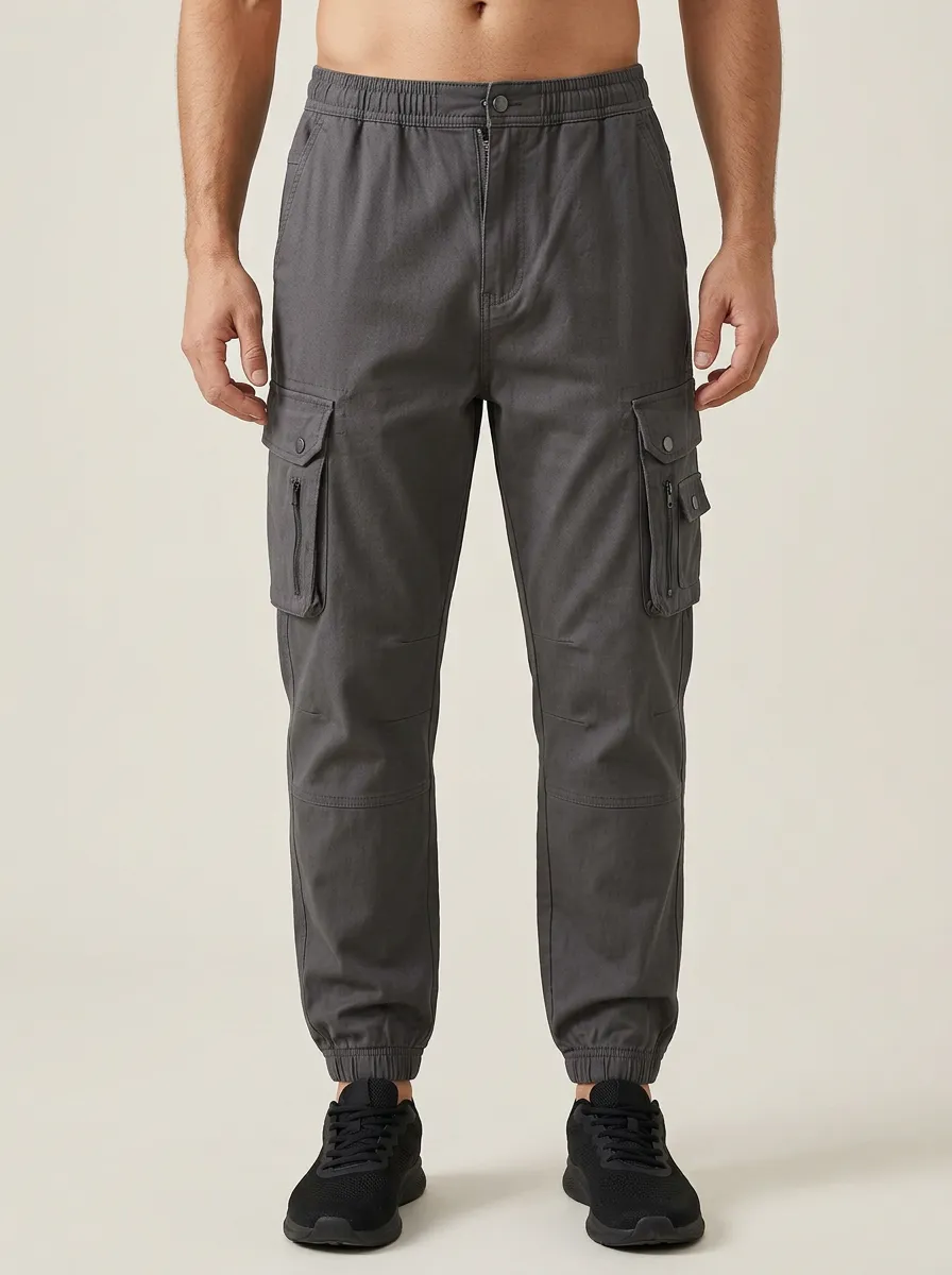 Everyday Multi-Pocket Elastic-Waist Men's Cargo Pants