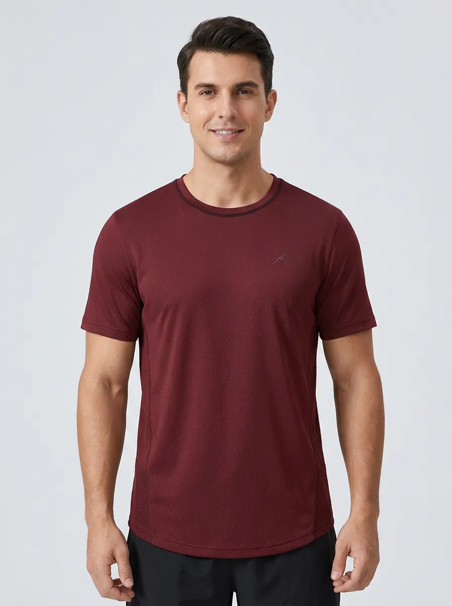 Men's Mountain Athletic Textured Performance Sport Crewneck T-Shirt