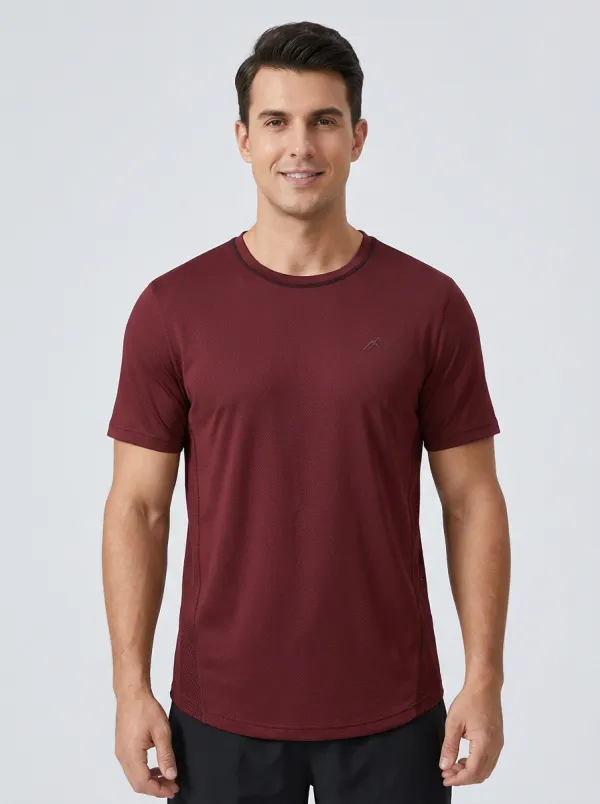 Men's Mountain Athletic Textured Performance Sport Crewneck T-Shirt