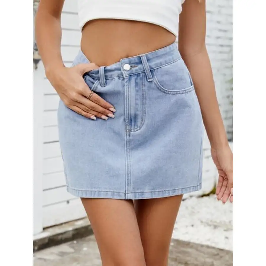 Solid Mini Denim Skirt