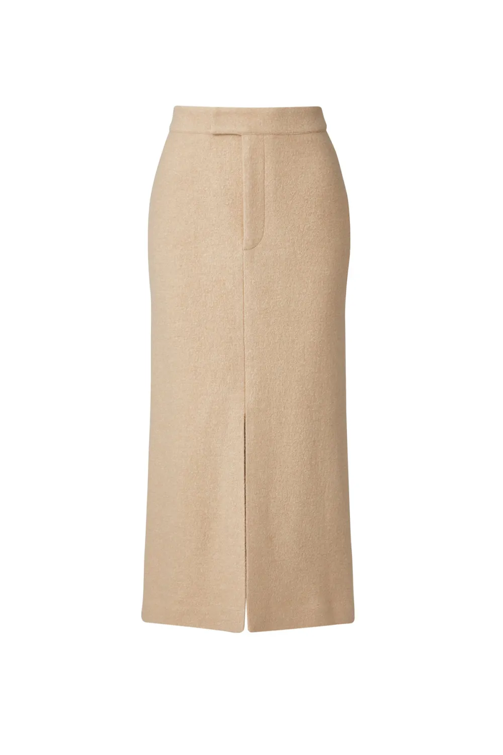 Front Slit Tweed Midi Skirt