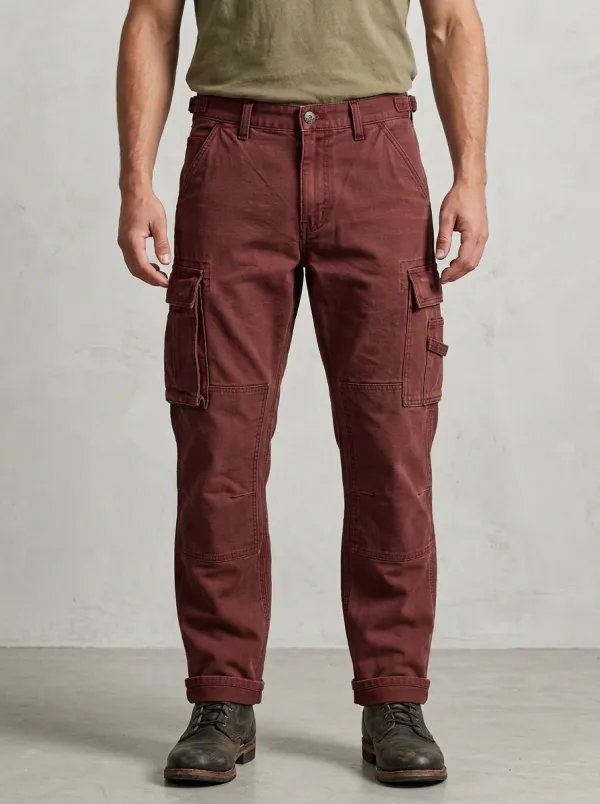 Men's Khaki Multi-Pocket Utility Cargo Pants