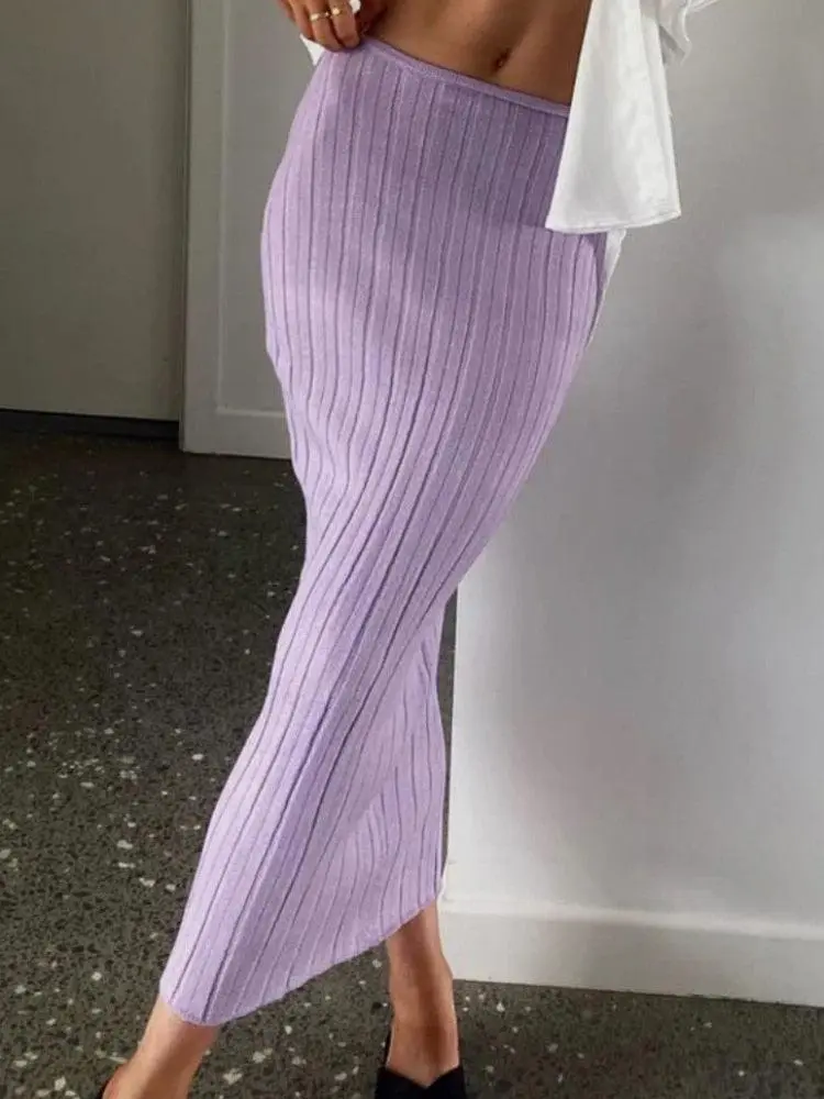 Knitted Bodycon Slim-Fit Skirt