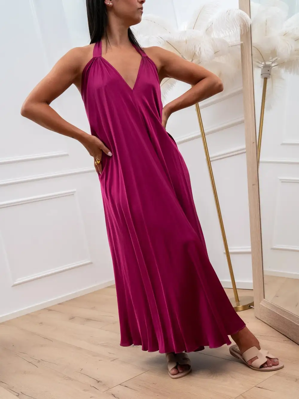 Minimal Maxi V Neck Dress