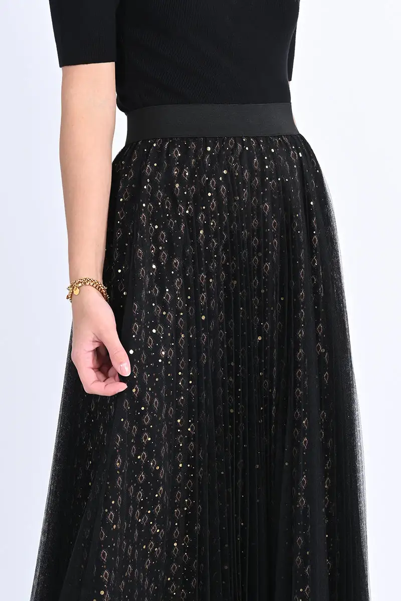 Mesh Woven Midi Skirt