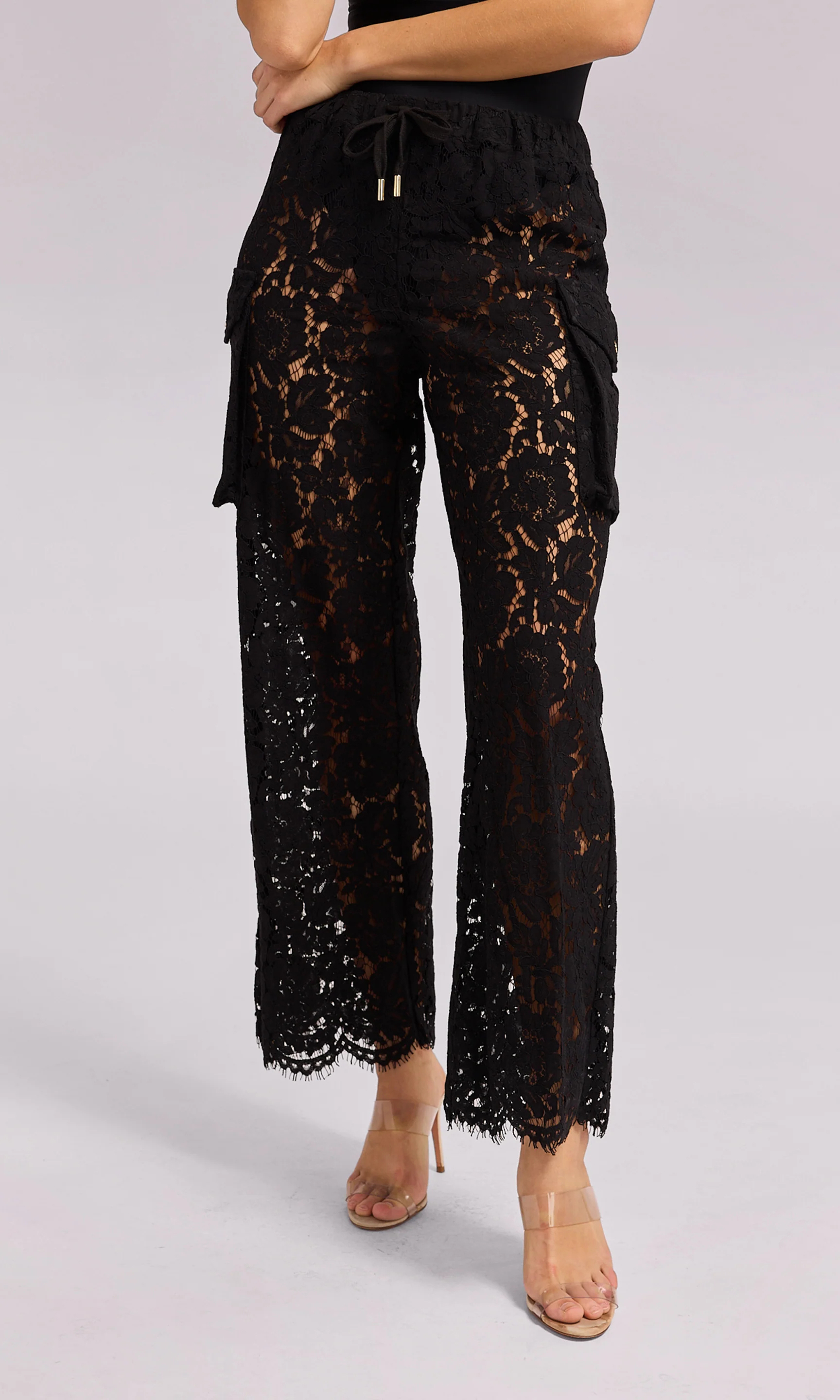 Black Lace Cargo Pant