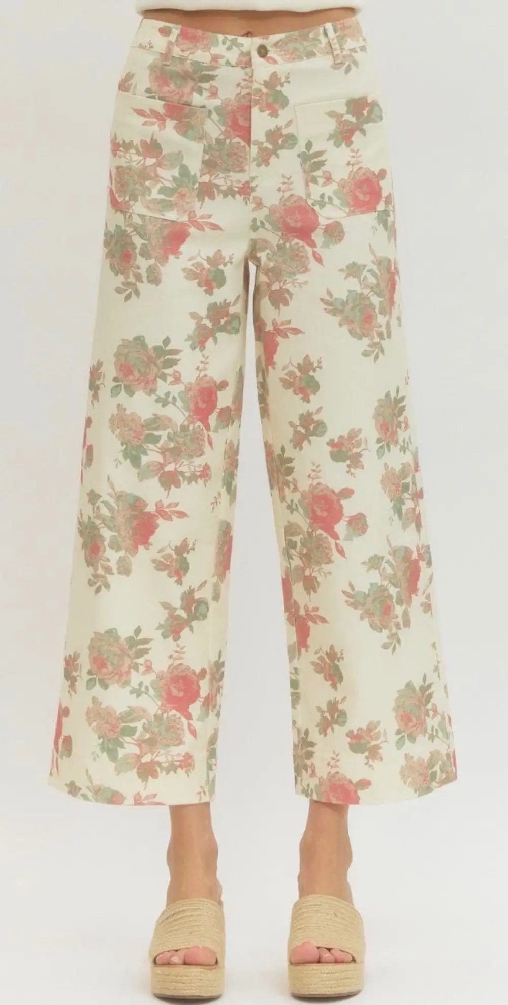 Roomy Zip Cotton Blend Casual Pants