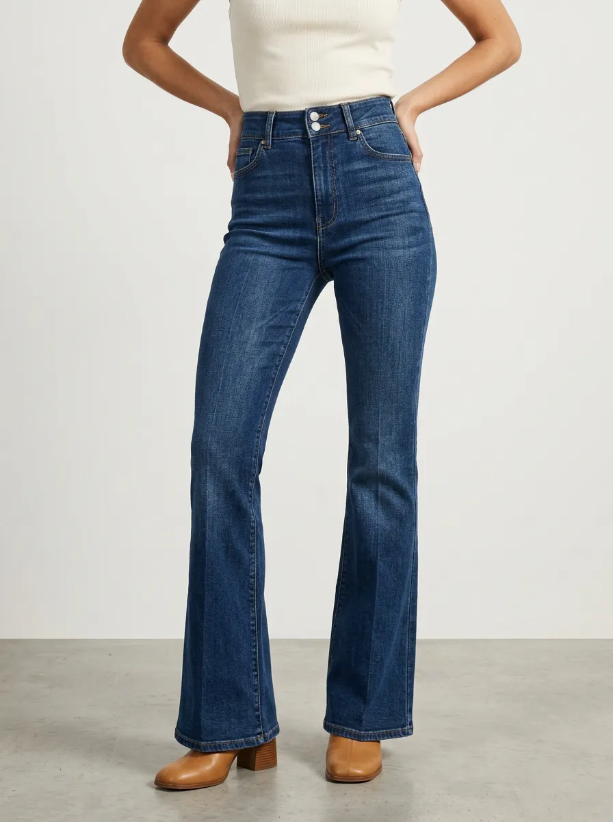 Polished High-Waist Stretch Women's High-Waist Stretch Flare Jeans