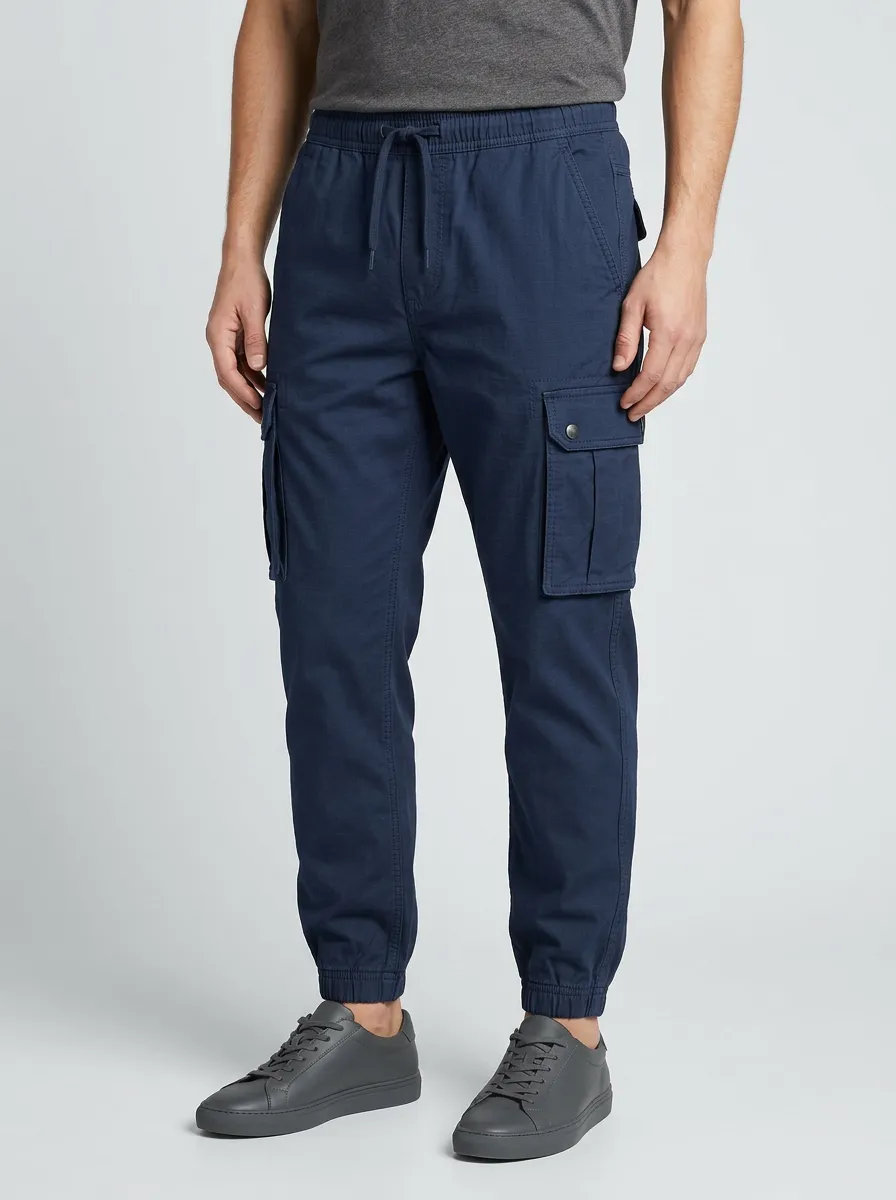 Elastic-Waist Men's Cargo Pants