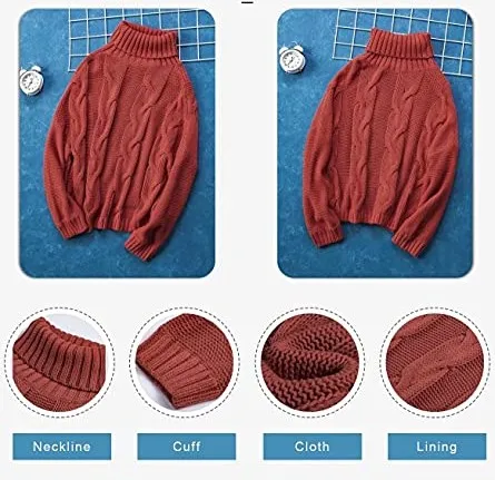 Womens 2025 Winter Fall Solid Turtleneck High Neck BalloonLong Sleeve Sweaters Pullover Outerwear