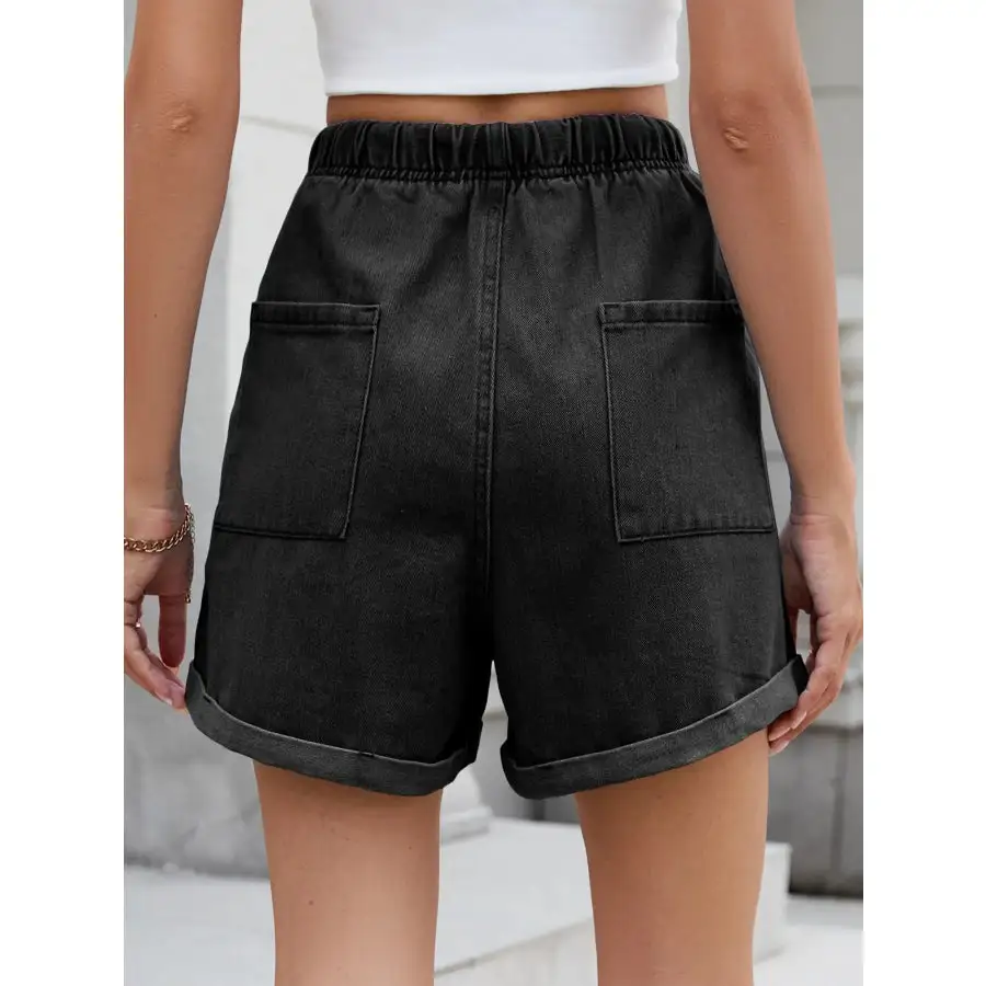 Drawstring Wash Denim Shorts