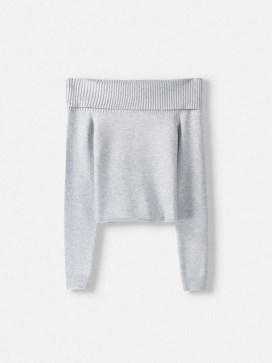 Off-Shoulder Long Sleeve Sweater Tops