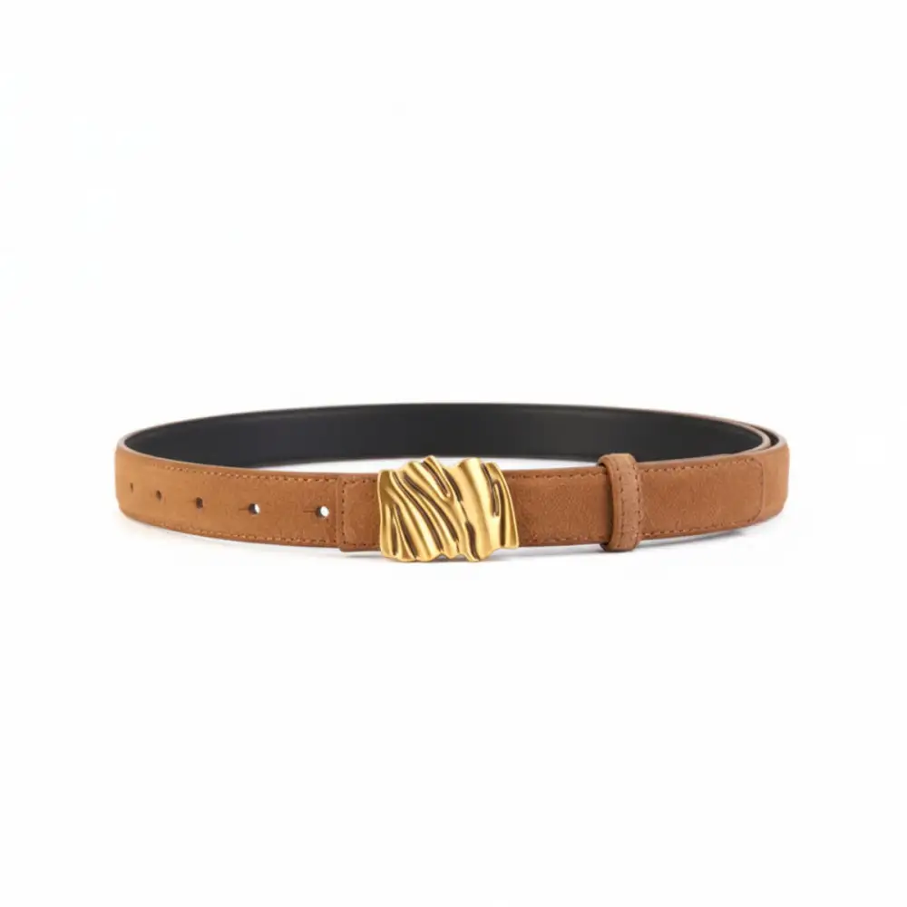 Abstract Buckle Leather Belt