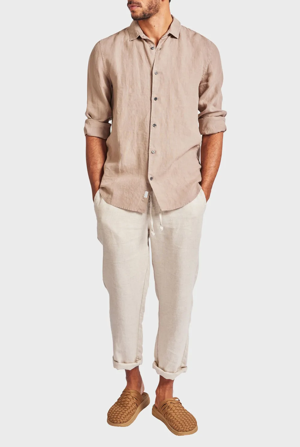 Black Linen Button Down Long Sleeve Shirt