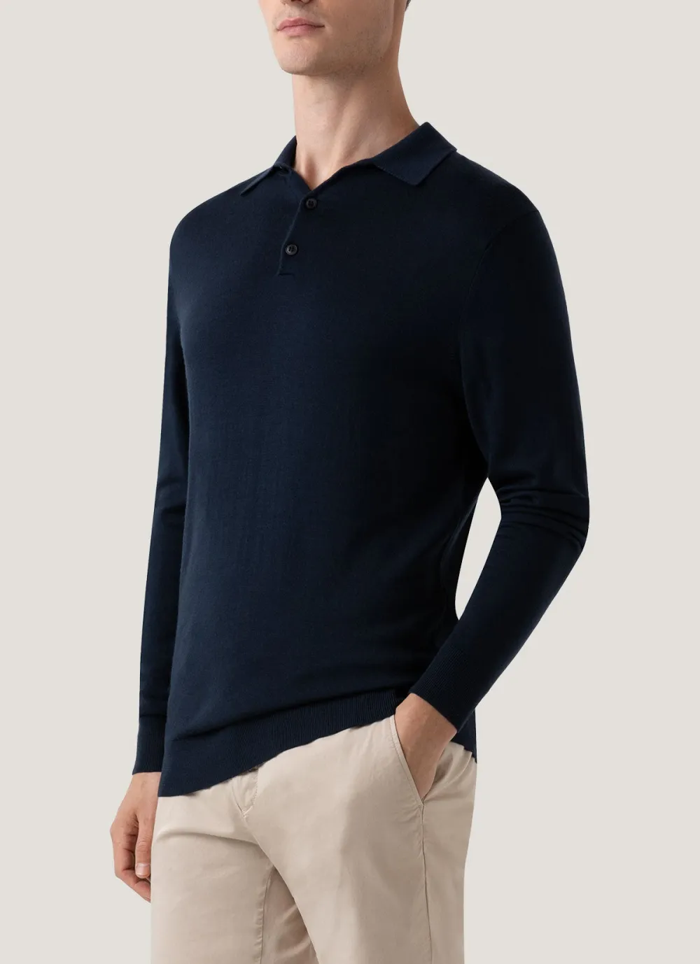 Clean Everyday Regular Fit Merino Knit Long Sleeve Polo Shirt